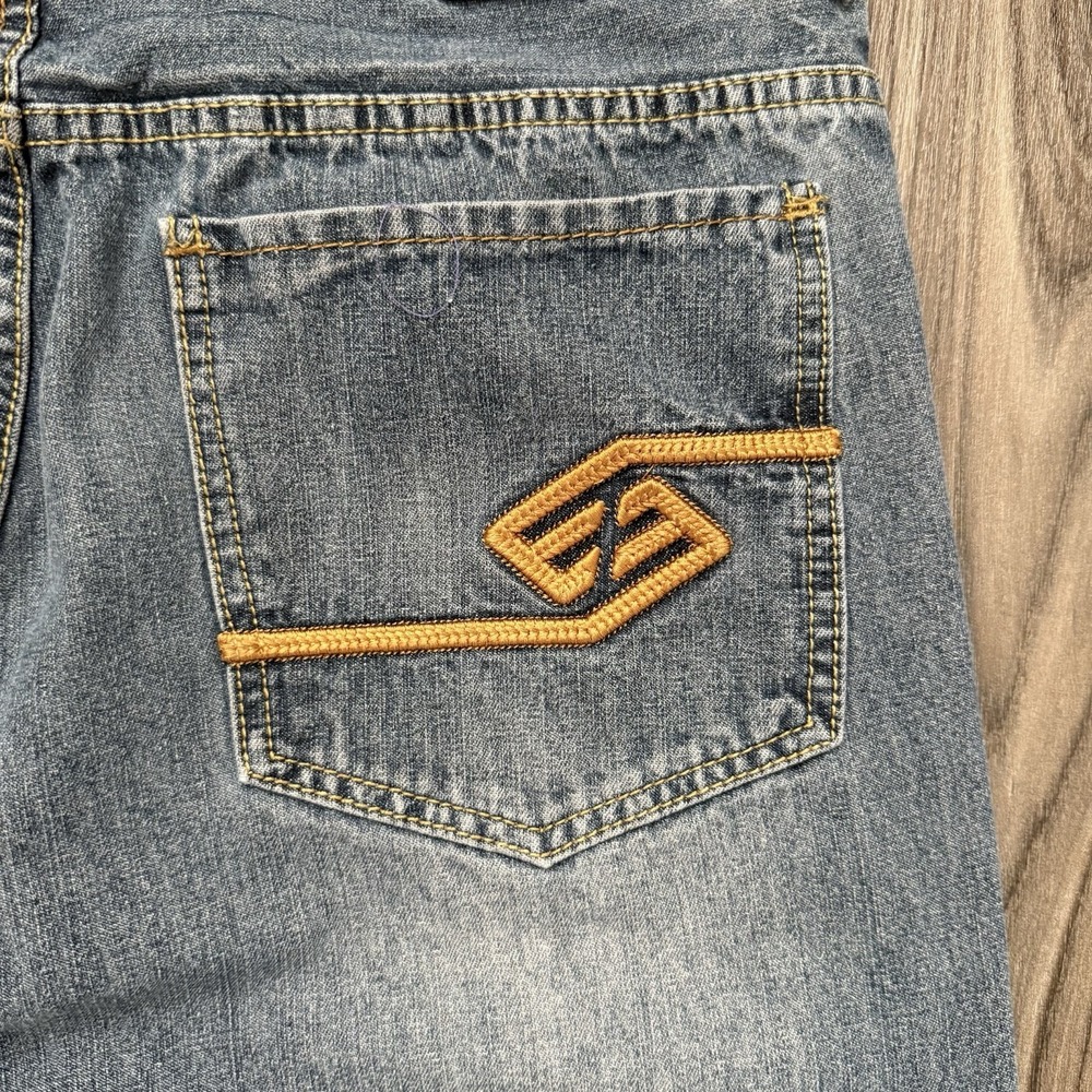 Enyce Jeans Mens 35x30(tag32)Blue Baggy Skater Street Urban Embroidery Y2K - Picture 7 of 14